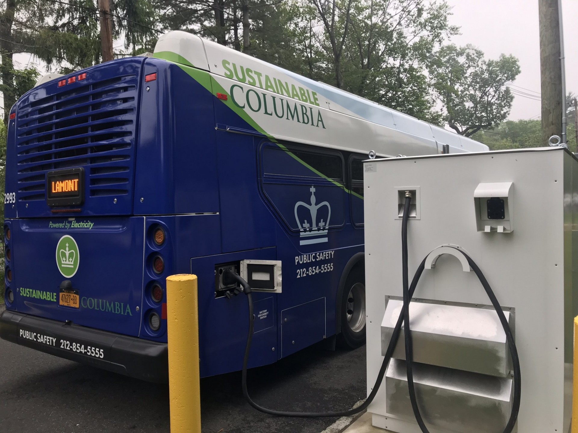Electric bus charging at Lamont campus