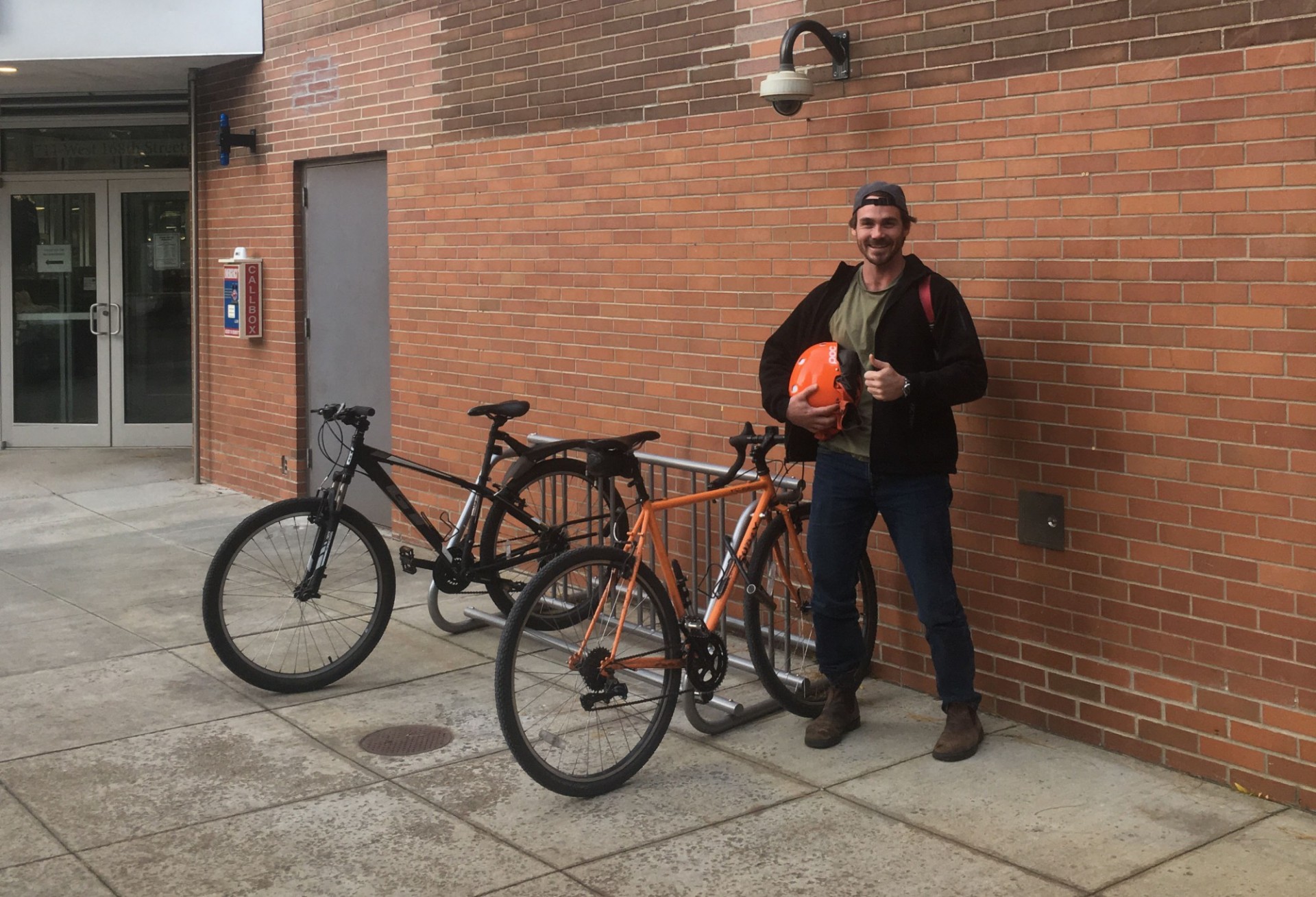 William Forsyth, a second-year student in the Masters of Public Health (MPH) program at the Medical Center campus, takes the ferry with his bike from Red Hook, Brooklyn to Wall Street and then rides from Wall Street to CUIMC.
