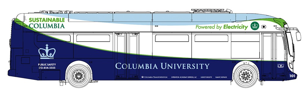 Drawing of the exterior design of Columbia University's all-electric shuttle fleet.