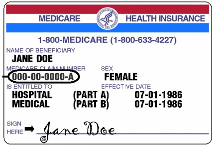 Sample of a Medicare Health Insurance Card