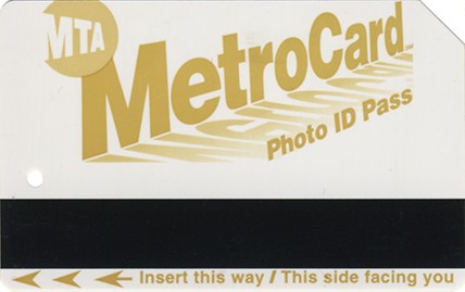 Sample of a Metrocard for seniors or those with disabilities.