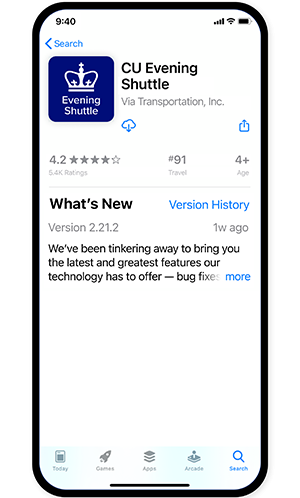 app store view of Evening Shuttle app