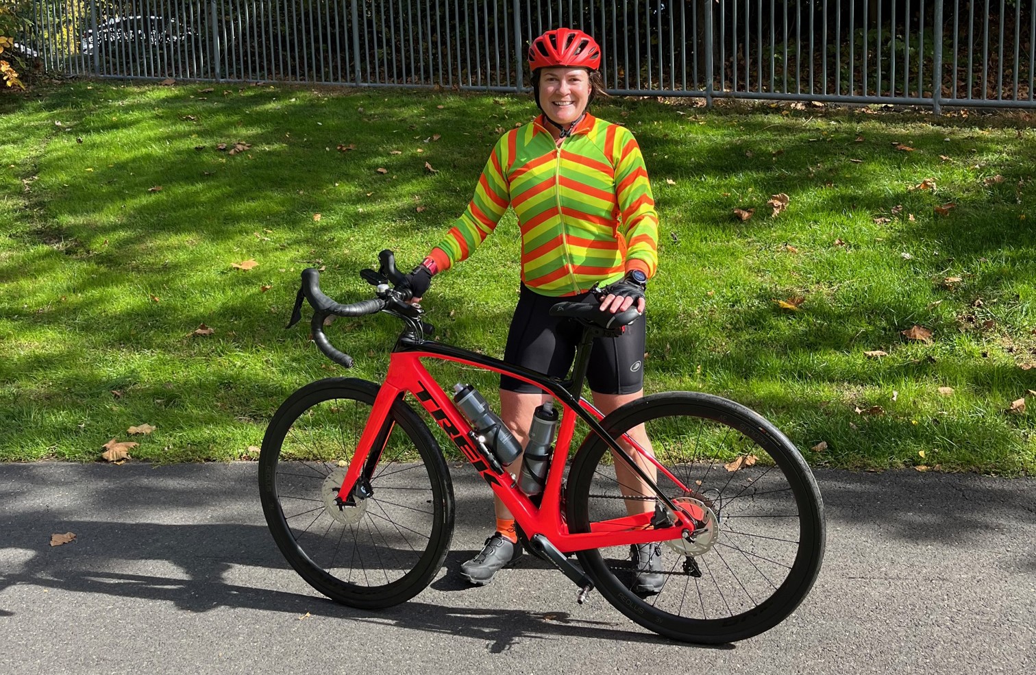 Lauren Kelly, Senior Project Manager for Safety and Regulatory Affairs with the Environmental Health and Safety Department, commutes by bike from northern New Jersey. Lauren Kelly with her bike