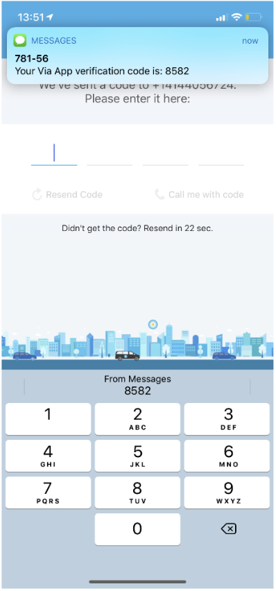 Via app verification screen