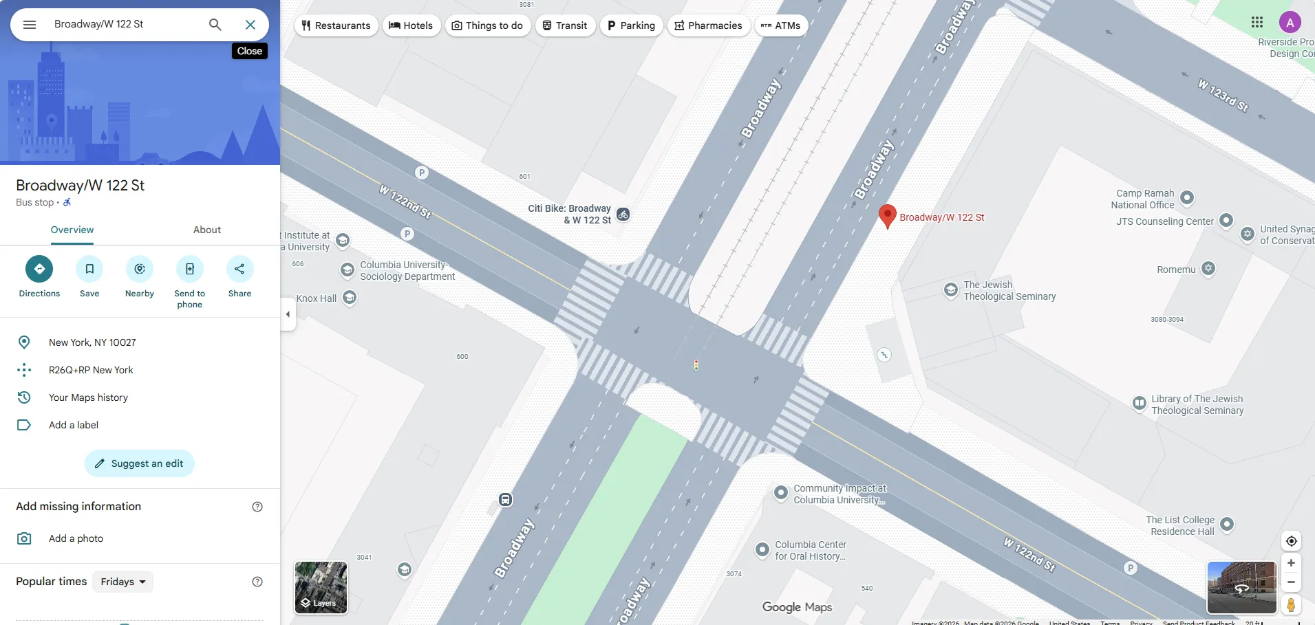 Screenshot of the temp stop at 122N