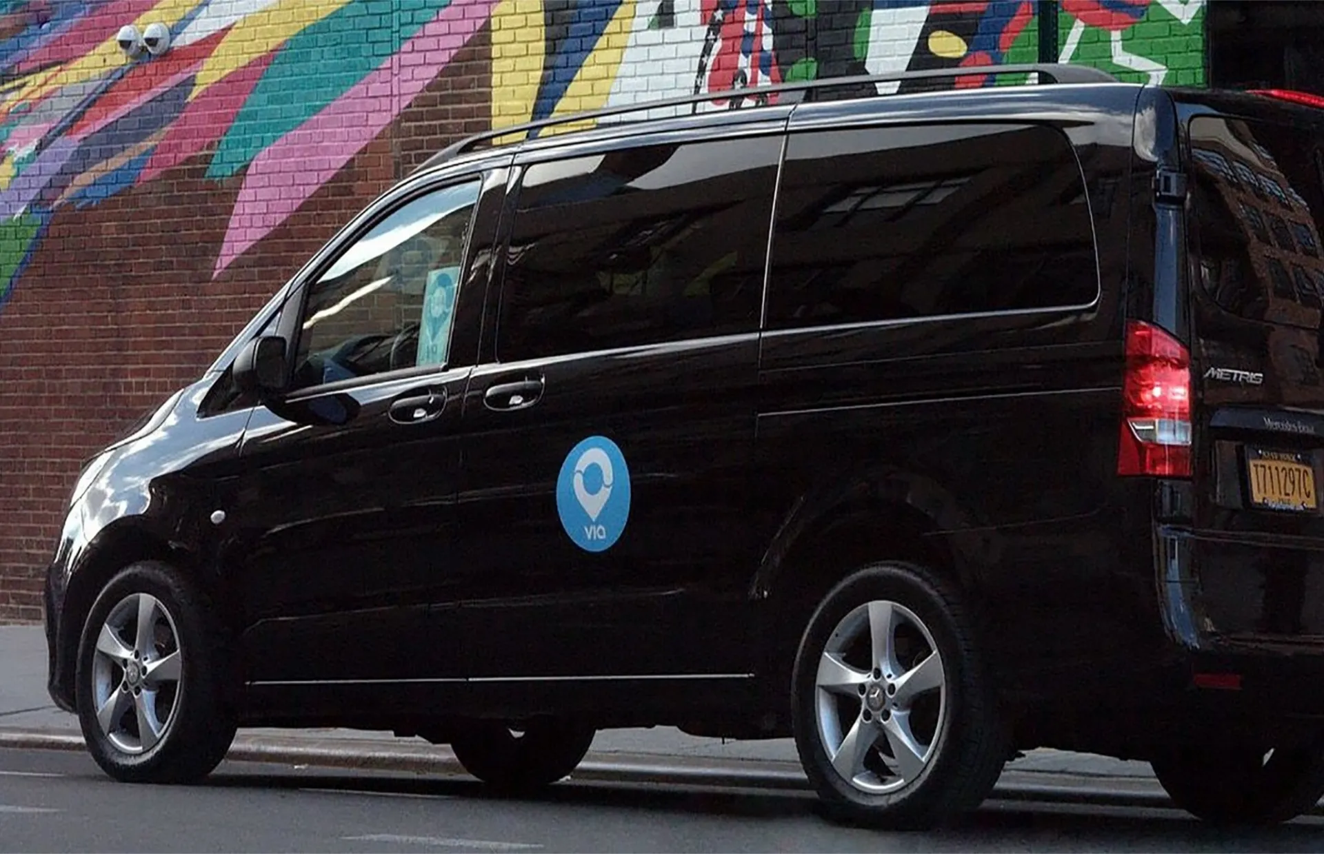 Photo of a van operated by Via used for Columbia's Evening Shuttle service.